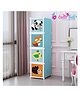 Butterthief Cartoon Printed Collapsible Wardrobe 4 Cubes Storage Organiser Closest with Anti Skid Base - Blue