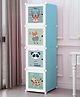 Butterthief Cartoon Printed Collapsible Wardrobe 4 Cubes Storage Organiser Closest with Anti Skid Base -Light Blue