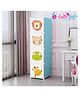 Butterthief Cartoon Printed Collapsible Wardrobe, 4 Cubes Storage Organiser Closest with Anti Skid Base - Blue & White
