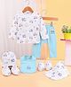 Babyhug 100% Cotton Clothing Essentials Baby Gift Set Pack of 7 - Light Blue