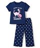 Babyhug Cotton Knit Half Sleeves T-Shirt & Pyjama Night Suit with Dinosaur, Heart & Text Print - Navy Blue
