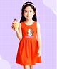 NUSYL Cotton Knit Sleeveless Girl Printed Dress - Orange
