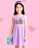 NUSYL Cotton Knit Sleeveless Cute Happy Text Printed Dress - Lilac