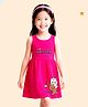 NUSYL Cotton Knit Sleeveless Bear & Unicorn Text Printed Dress - Dark Pink