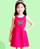 NUSYL Cotton Knit Sleeveless Shine Text Printed Dress - Dark Pink