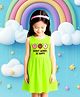 NUSYL Cotton Knit Sleeveless Donut Worry be Happy Text Printed Dress - Lime Green
