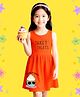 NUSYL Cotton Knit Sleeveless Sweet Treats Text Printed Dress -    Orange