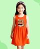 NUSYL Cotton Knit Sleeveless Girl Printed Dress - Orange
