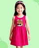 NUSYL Cotton Knit Sleeveless Girl Printed Dress - Dark Pink