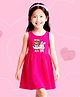 NUSYL Cotton Knit Sleeveless Bear & Bunny Printed Dress - Dark Pink