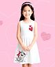 NUSYL Cotton Knit Sleeveless Cat & Heart Printed Dress - White
