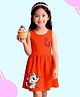 NUSYL Cotton Knit Sleeveless Cat & Heart Printed Dress - Orange