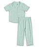 MINI KLUB Cotton Knit Half Sleeves Hearts Printed & Striped Coordinating Shirt & Pajama Night Suit - Sea Green