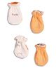 MINI KLUB Cotton Knit Happy Text Printed Reversible Mittens - Orange & Peach