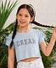 PURPLE UNITED KIDS Single Jersey Knit Half Sleeves Dream Text Beads Embellished Tee - Light Blue