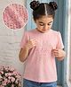PURPLE UNITED KIDS Single Jersey Knit Half Sleeves Purple Text Applique Detailed Sequins Embellished Tee - Light Pink