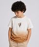 PURPLE UNITED KIDS Single Jersey Woven Half Sleeves Brand Name Printed Ombre Tee - Beige