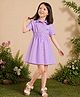 PURPLE UNITED KIDS Cotton Woven Half Sleeves Butterfly Embroidered Beads Embellished Dress - Lavender