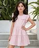 PURPLE UNITED KIDS  Lurex Woven Frill Sleeves Striped Tiered Dress - Light Pink