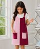 PURPLE UNITED KIDS Corduroy Woven Sleeveless Colour Blocked Dungaree Style Dress - Pink