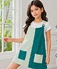 PURPLE UNITED KIDS Corduroy Woven Sleeveless Colour Blocked Dungaree Style Dress - Green