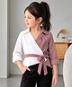 PURPLE UNITED KIDS Poplin Woven Full Sleeves Placement Striped Top - Maroon & White