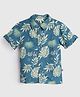 PURPLE UNITED KIDS Cotton Woven Half Sleeves Leaves Printed Shirt - Blue