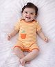 PURPLE UNITED KIDS Single Jersey Woven Half Sleeves Striped Romper - Orange