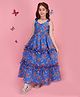 Cutecumber Georgette Woven Sleeveless Floral Printed Dress - Blue