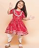 Titrit Cotton Woven Full Sleeves Bandhani Printed Kurti & Dhoti Set - Red