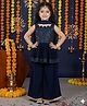 Titrit Georgette Woven Sleeveless Sequin Embellished Kurti & Palazzo With Dupatta Set - Green