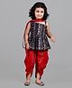 Titrit Cotton Woven Sleeveless Abstract Printed Peplum Top & Dhoti With Dupatta Set - Red