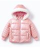 Babyoye Woven Padded Jacket and Bag with Full Sleeves and Floral Applique - Rose Gold