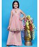 Little Bansi  Chanderi Cotton Woven Sleeveless Kurta with Plazzo and Dupatta with Boota,  Lace & Tussel Work - Pink
