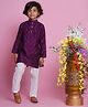 Little Bansi Cotton Silk Woven Full Sleeves Boota Zari work Kurta with Pyjama - Purple
