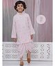 Little Bansi Cotton Woven Full Sleeves Kurta and Dhoti Set with Floral Weaving - Pink