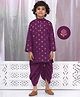 Little Bansi Cotton Woven Full Sleeves Kurta and Dhoti with Golden Floral Weave- Purple