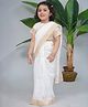 Little Bansi Chanderi Silk Woven Half Sleeves South Indian Blouse with Golden Zari Onam Saree - Cream