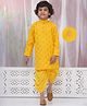 Little Bansi Cotton Woven Full Sleeves Kurta & Dhoti with Golden Floral Zari Work- Yellow