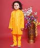 Little Bansi Cotton Woven Full Sleeves Zari Striped Kurta with Pyjama -Yellow