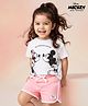 Bonfino Disney Single Jersey Knit Half Sleeves T-Shirt & Shorts Nightsuit with Mickey & Minnie Mouse Print - Grey