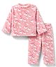 Babyhug Cotton Knit Full Sleeves Co-Ords T-Shirt & Pyjama Winter Wear Night Suit with Rainbow Print  - Pink