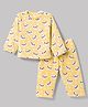 Babyhug Cotton Knit Full Sleeves Co-Ords T-Shirt & Pyjama Winter Night Suit with Heart Design - Yellow
