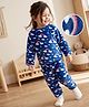 Babyhug Cotton Knit Full Sleeves Co-Ords T-Shirt & Pyjama Winter Wear Night Suit with Rainbow & Star Print - Navy Blue
