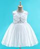 Enfance Net Woven Sleeveless Party Dress With Bow Applique - White