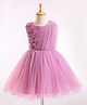 Enfance Net Woven Sleeveless Glitter Printed Party Dress With Corsage - Pink