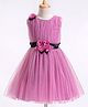 Enfance Net Woven Sleeveless Solid Party Dress With Floral Corsage - Pink