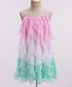 Enfance Net Woven Sleeveless Solid Party Dress With Floral Applique - Pink