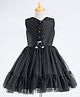 Enfance Net Woven Sleeveless Solid Floral Applique Party Dress - Black