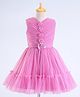 Enfance Net Woven Sleeveless Solid Floral Applique Party Dress - Pink